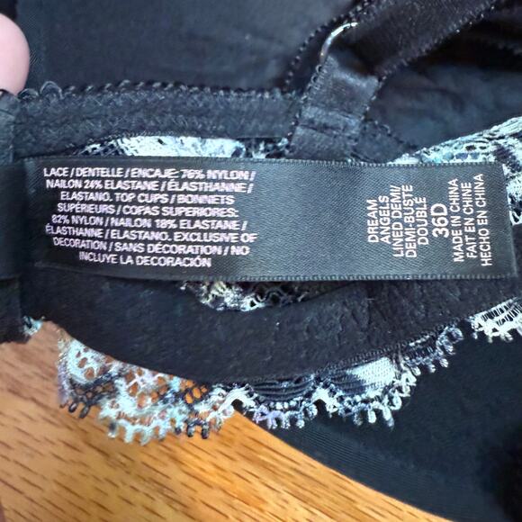 Victoria's Secret Dream Angel Bra 36D Floral Lace Bow Detail Padded Push Up - Picture 5 of 5